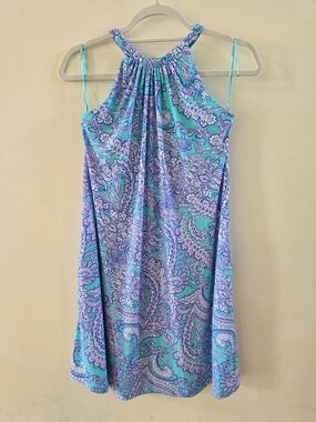 Cynthia Rowley Teal and Blue Paisley Halter Dress Size XS